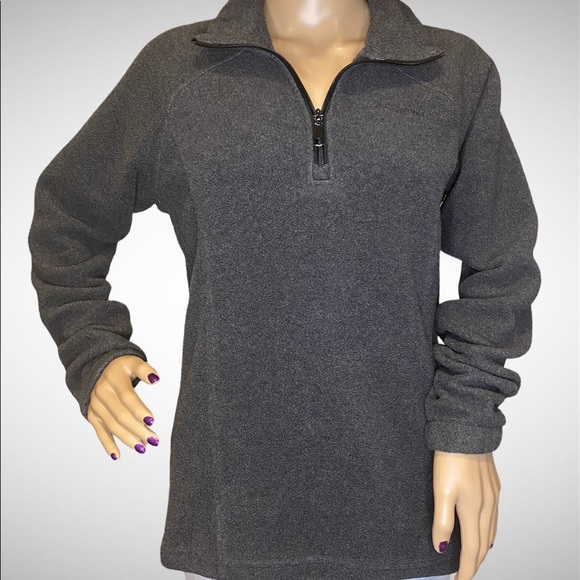 Women's Columbia Benton Springs Fleece Charcoal Pullover Sweatshirt Medium EUC - Picture 1 of 4